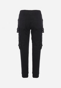 Pantalon cargo noir avec taille élastique multipoches - Naumy