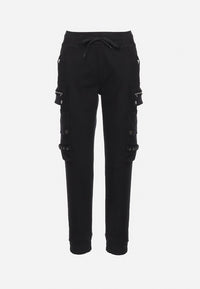 Pantalon cargo noir avec taille élastique multipoches - Naumy