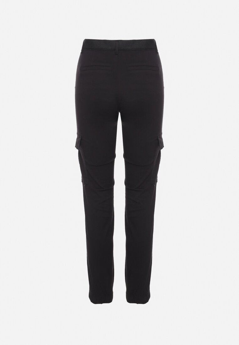 Pantalon cargo en coton noir avec ceinture - Naumy