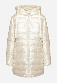 Manteau d'hiver à capuche matelassée beige clair - Naumy