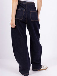 Jean Loose Femme – Taille Élastique & Lien à Nouer – Denim Brut - NAUMY