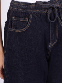 Jean Loose Femme – Taille Élastique & Lien à Nouer – Denim Brut - NAUMY