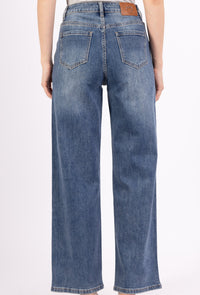 Jean Large Taille Haute BLEU RÉTRO – "Audace Bohème"  Casual et Élégant - NAUMY