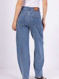 Jean Large Taille Haute avec Strass Style Rétro - NAUMY
