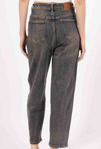 Jean Mom Boutonné – Bleu Vintage Patiné  Casual & Élégant - NAUMY