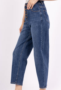 Jean Mom Boutonné – Bleu Casual & Élégant - NAUMY