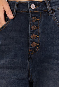 Jean Mom Boutonné – Bleu rétro délavé Casual & Élégant - NAUMY