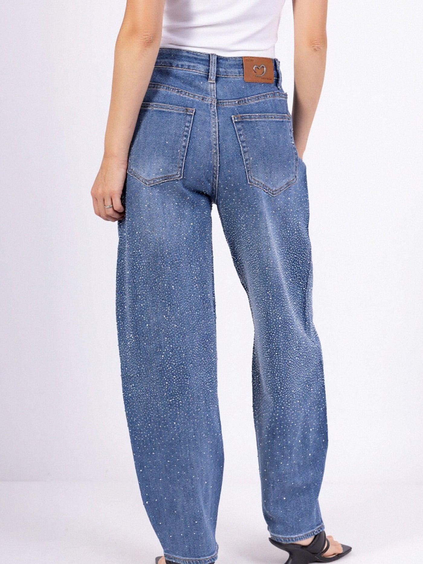 Jean Loose Taille Haute avec Strass - NAUMY
