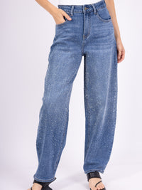 Jean Loose Taille Haute avec Strass - NAUMY
