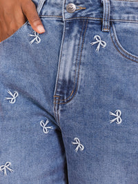 Jean Large Brodé Petit Nœud Papillon – Élégance Décontractée - NAUMY