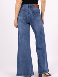 Jean Femme Bleu ciel profond Wide Leg Premium – Taille Haute & Coupe Évasée - NAUMY