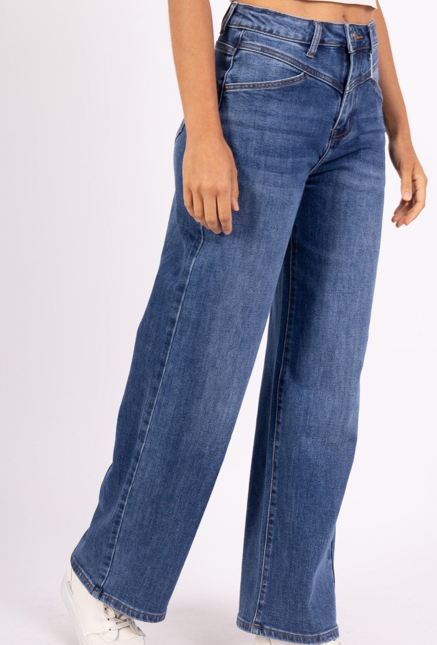 Jean Large Taille Haute Bleu – "Audace Bohème"  Casual et Élégant