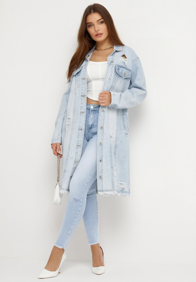 Veste longue en denim destroy - Naumy