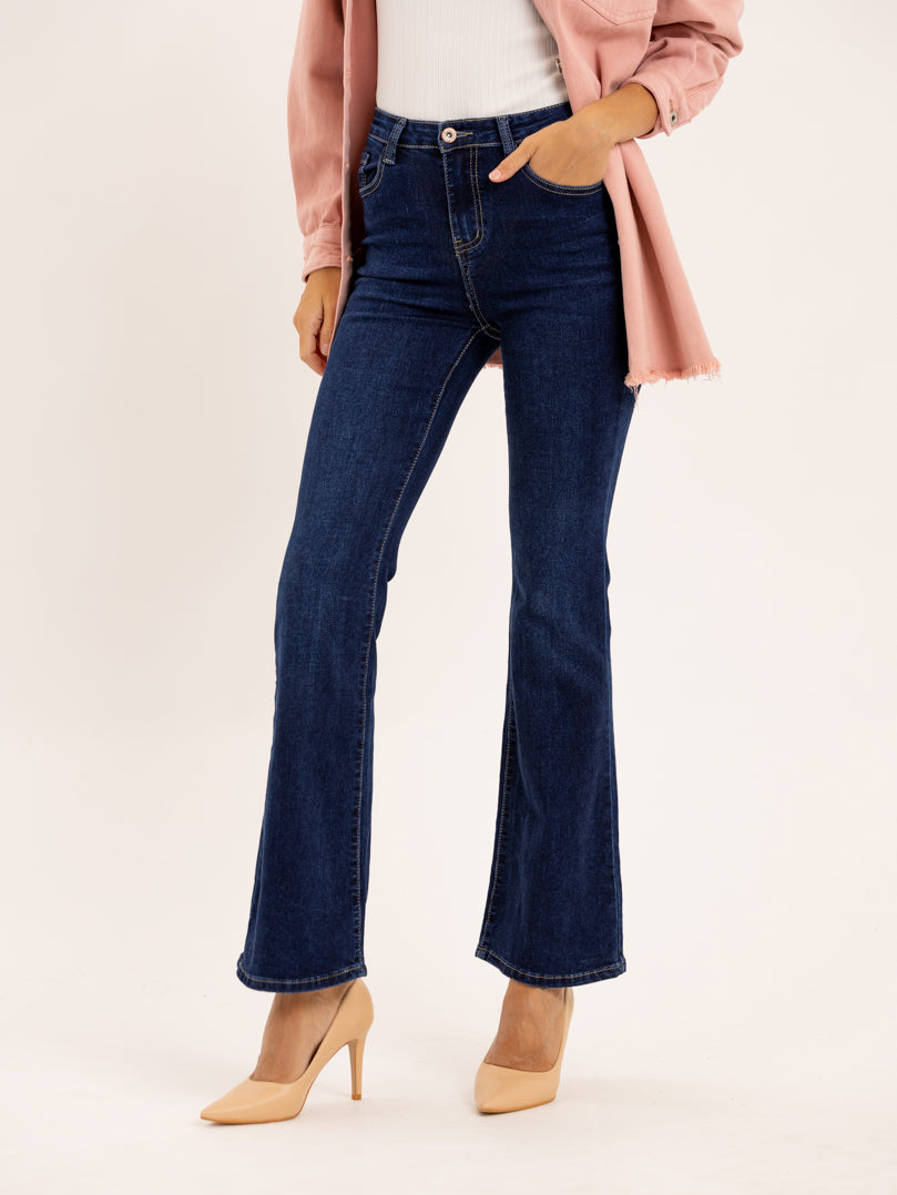 Jean flare fit bleu foncé