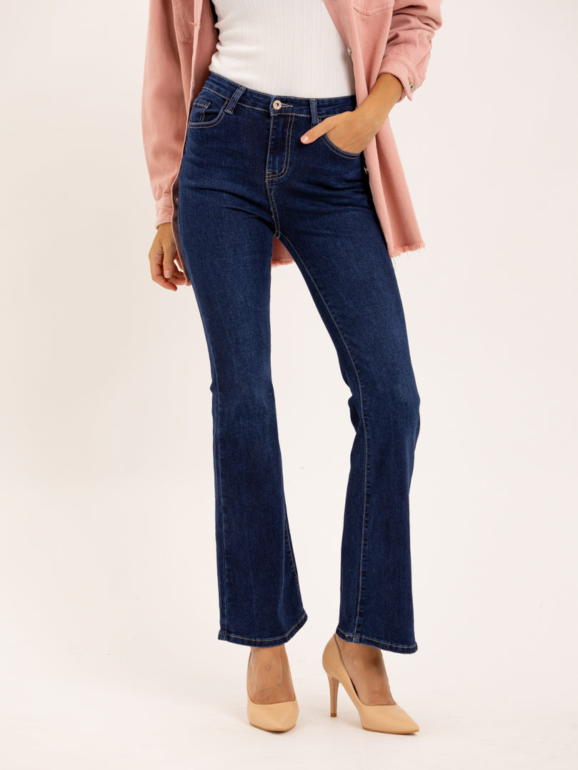 Jean flare fit bleu foncé