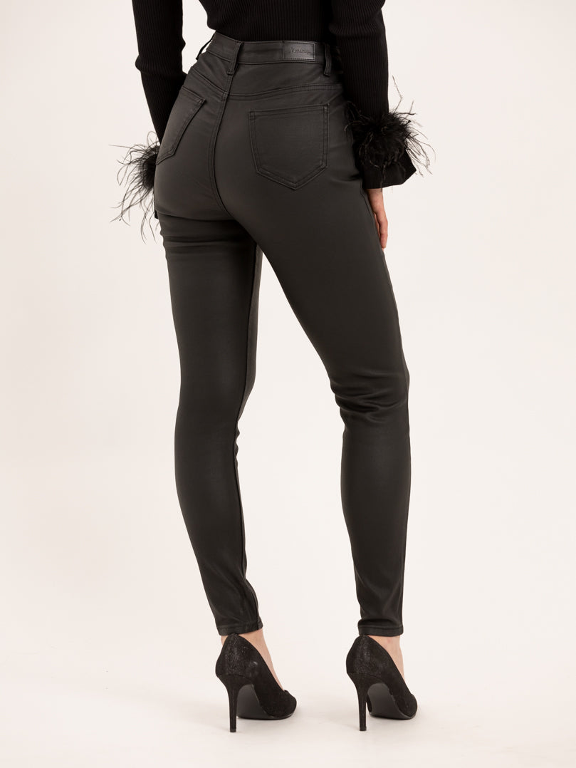 Pantalon slim clearance noir taille haute