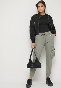 Pantalon cargo kaki avec taille élastique multipoches - Naumy