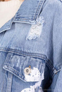 Veste en jean imprimé fleuri - NAUMY