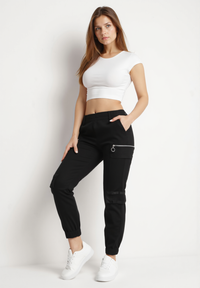 Pantalon de cargo noir en coton avec taille élastique - Naumy