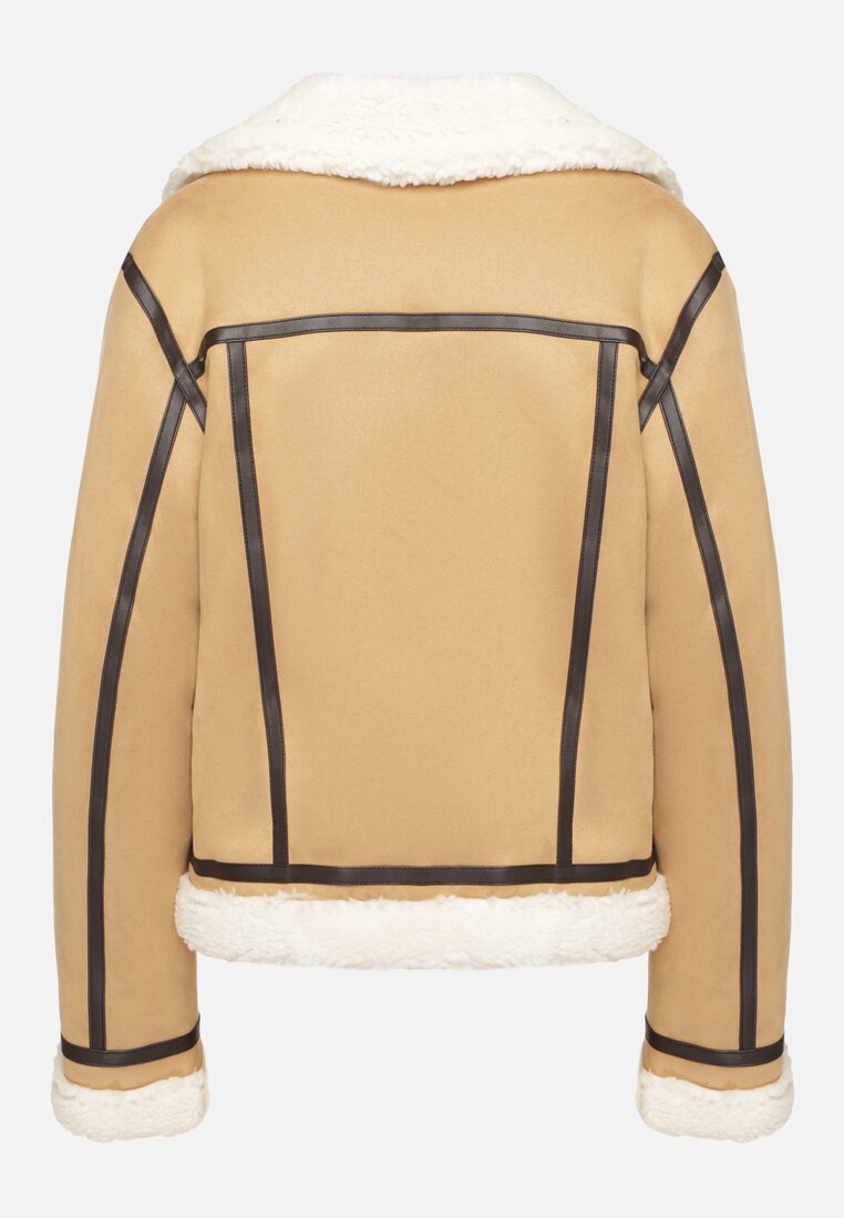 Blouson biker court beige clair - Naumy