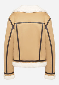 Blouson biker court beige clair - Naumy