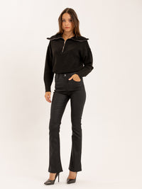 Pantalon flare fit noir effet cuir