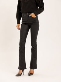 Pantalon flare fit noir effet cuir