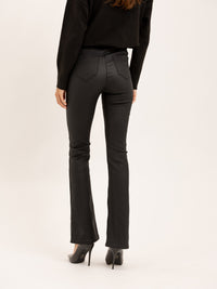 Pantalon flare fit noir effet cuir