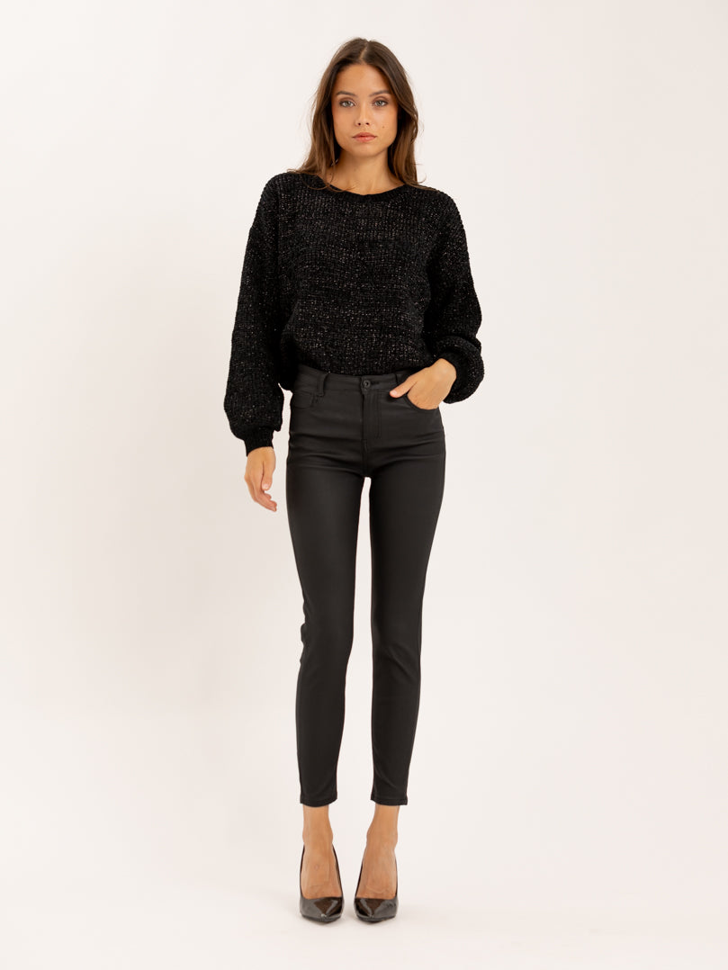 Pantalon skinny noir basique effet cuir