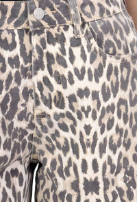 Short en jean à jambe large motif panthère - NAUMY