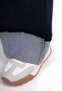 Jean large à revers en denim brut - NAUMY