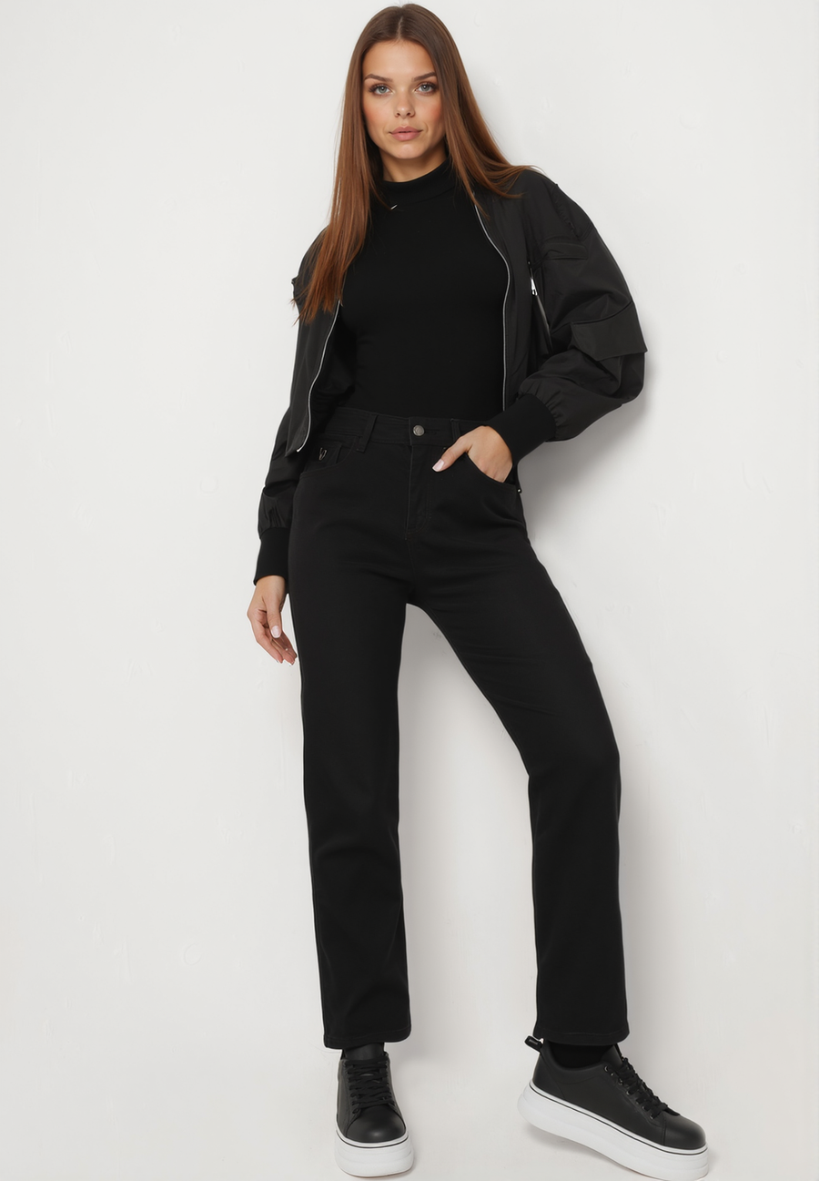 Jean droit taille haute noir - Naumy