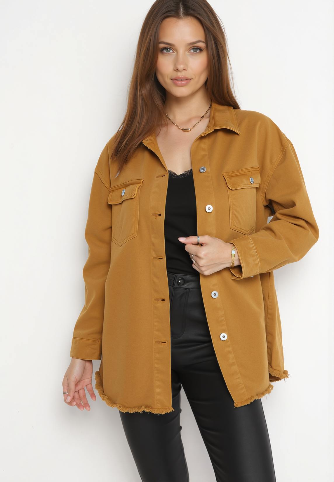 Chemise veste en jean en coton camel Naumy Naumy